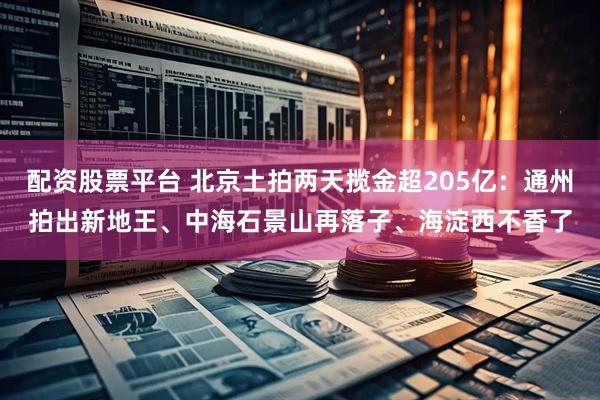 配资股票平台 北京土拍两天揽金超205亿：通州拍出新地王、中海石景山再落子、海淀西不香了